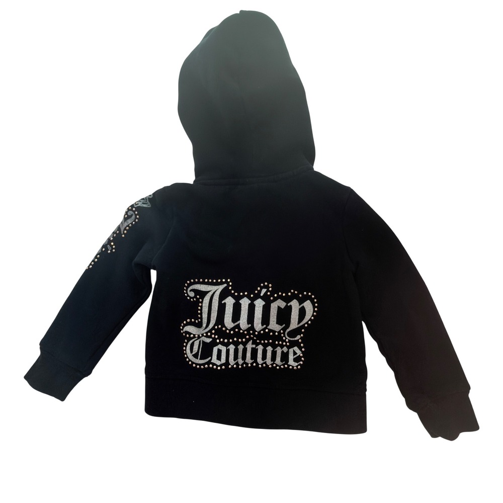Juicy Couture Hoodie Toddler Girls 2T Black Excellent Rhinestone Logo Zip Up